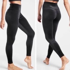 Athleta Elation Velvet Tight Black Leggings Small High Waist Compression EUC